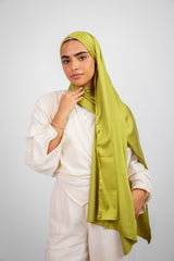 Lily Satin Hijab - Lime Green