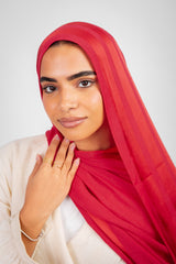 Didi Satin Line Hijab - Red