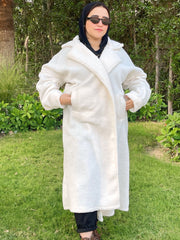 furry coat - White