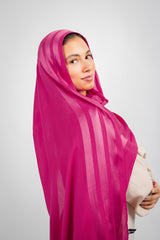 Didi Satin Line Hijab - Hot Pink