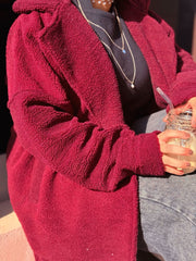 Furry Coat - Burgundy