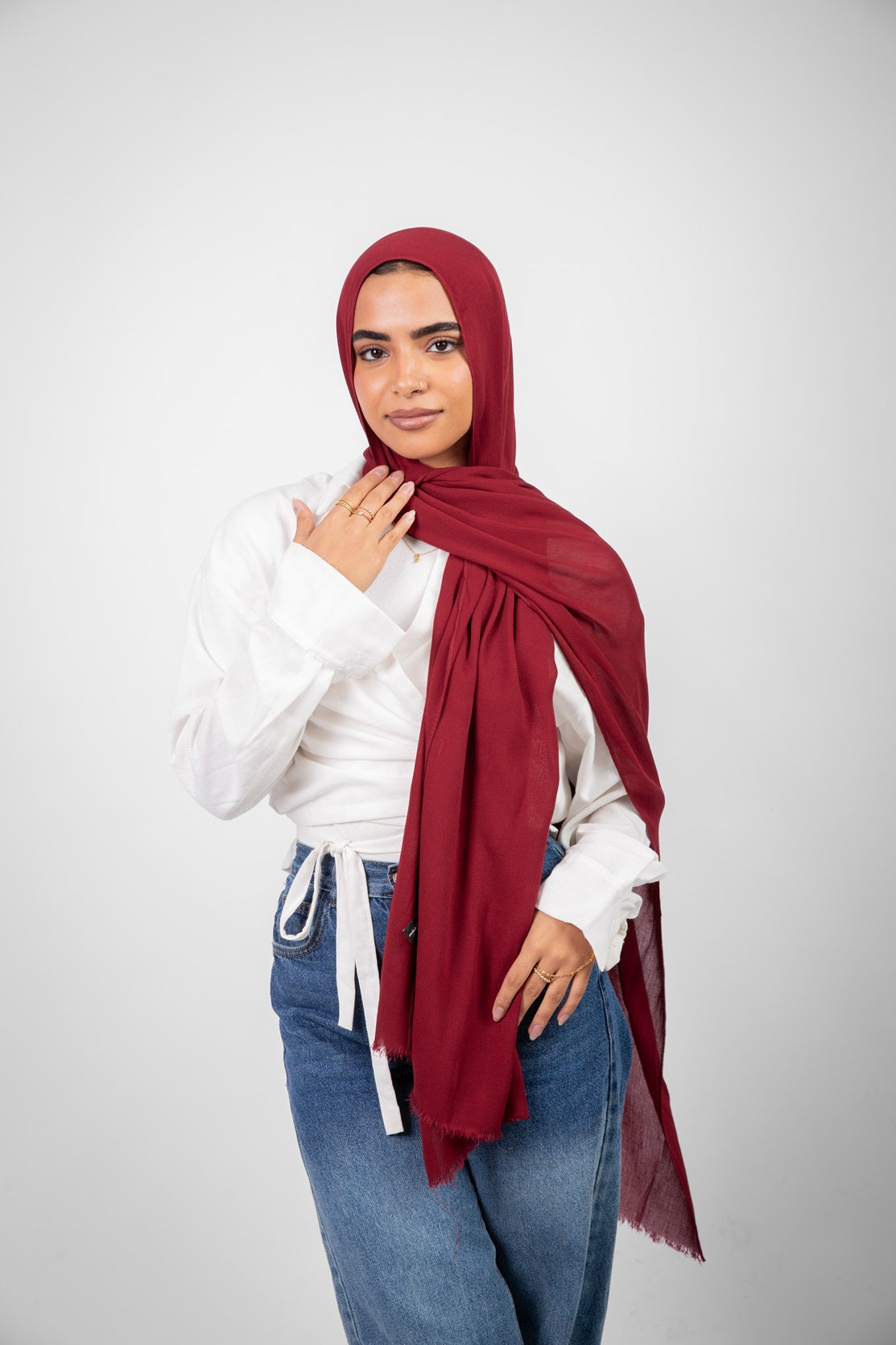 Mima Modal Hijab - Maroon