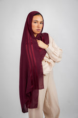 Didi Satin Line Hijab - Maroon
