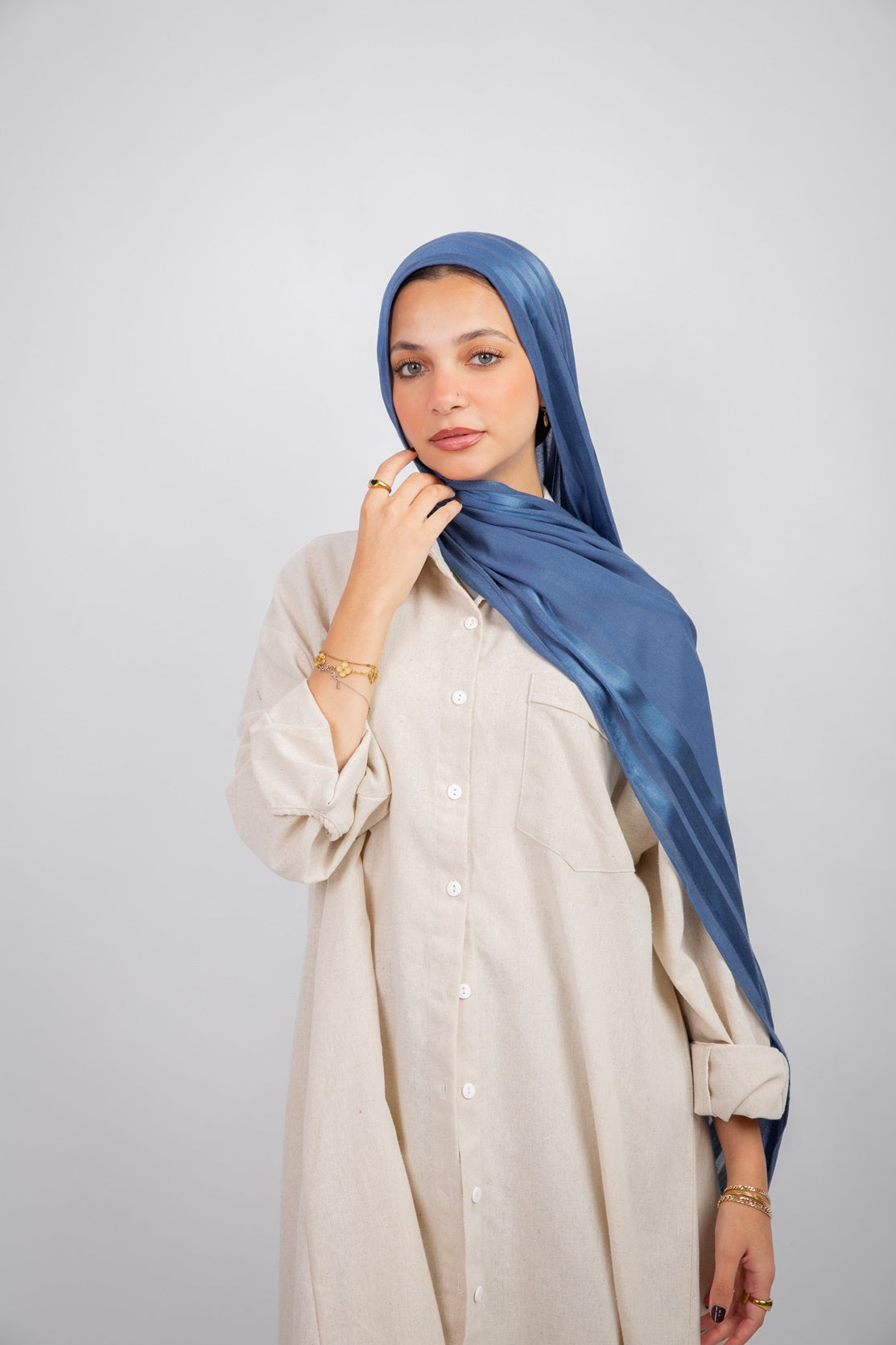 Didi Satin Line Hijab - Blue