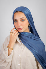 Didi Satin Line Hijab - Blue