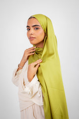 Lily Satin Hijab - Lime Green