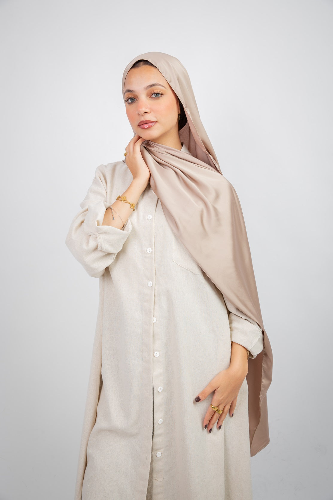 Lily Satin Hijab - Cafe