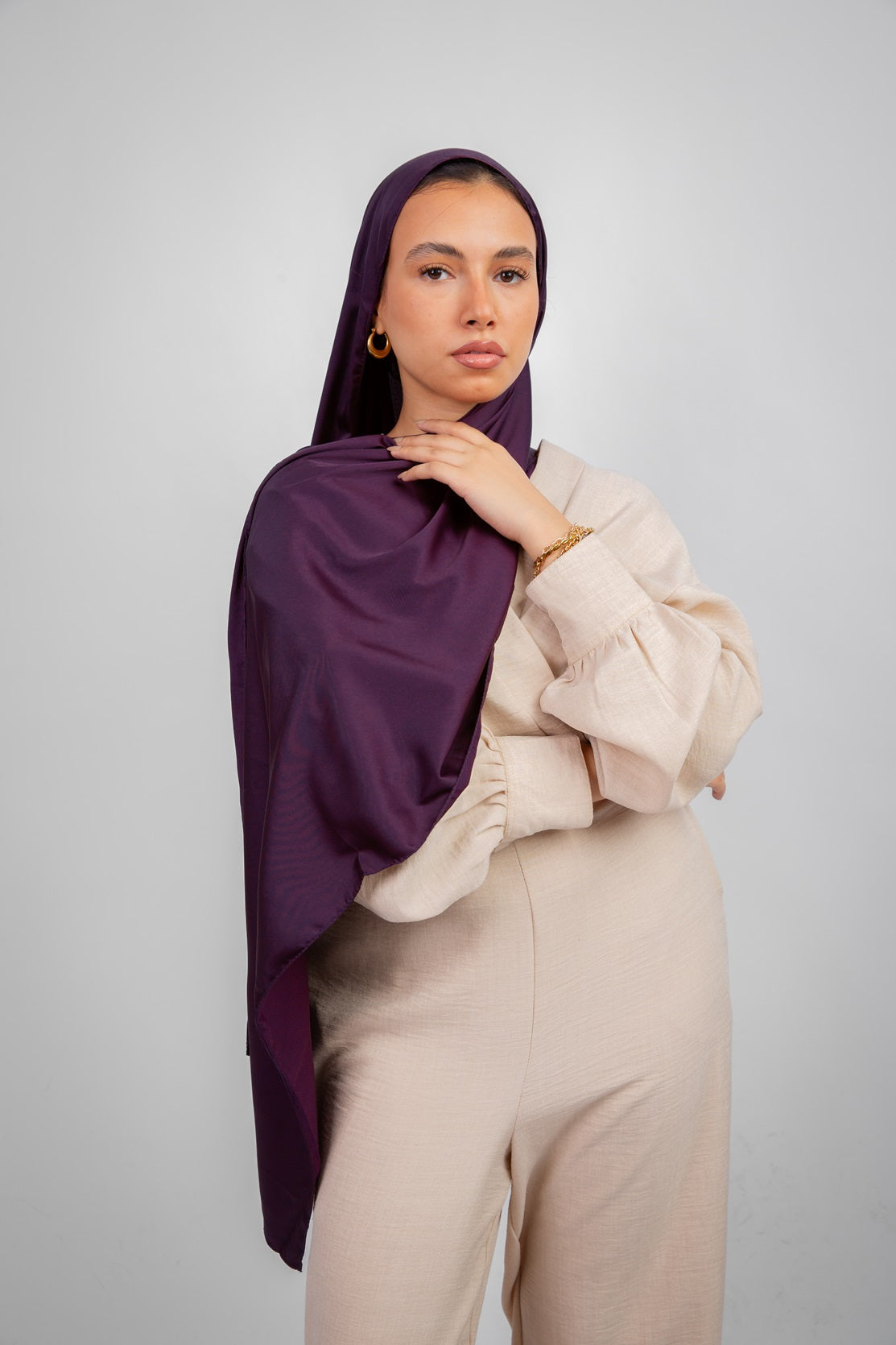 Lily Satin Hijab - Dark Purple