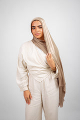 Didi Satin Line Hijab - Dark Cafe
