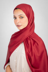 Lily Satin Hijab - Red