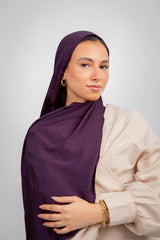 Lily Satin Hijab - Dark Purple