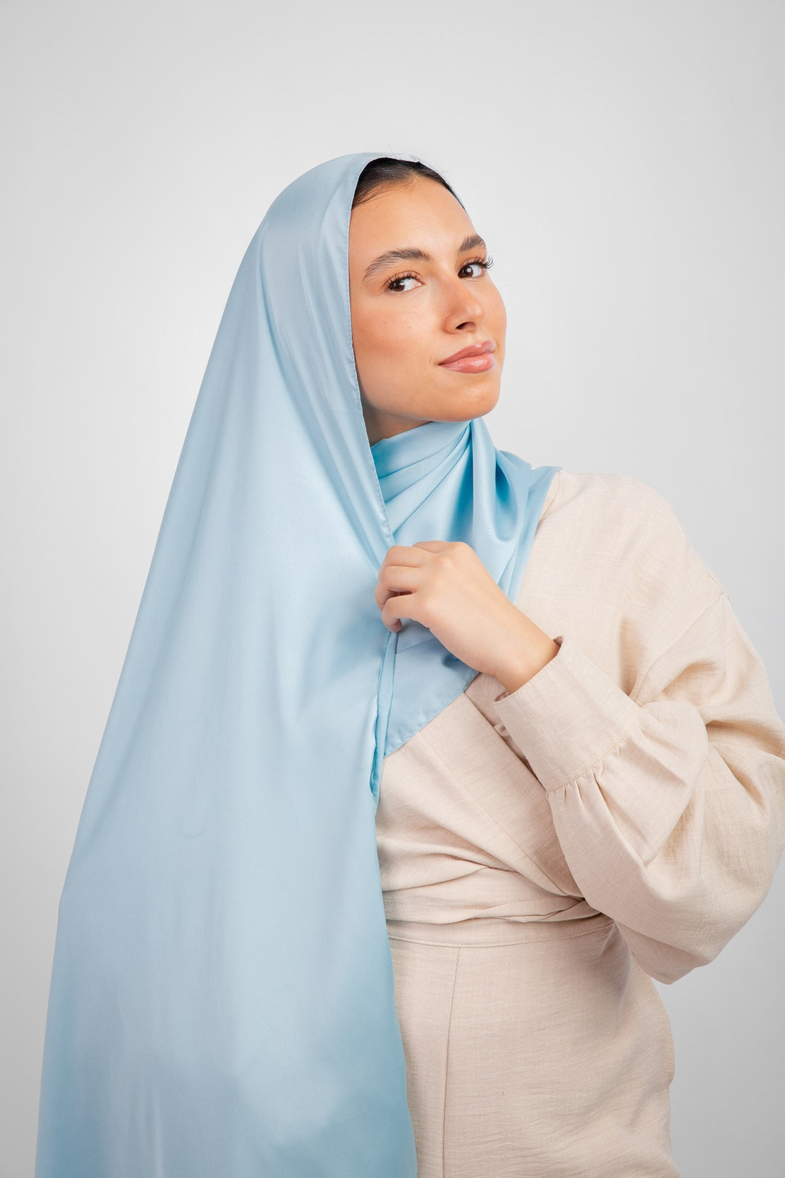 Lily Satin Hijab - Aqua