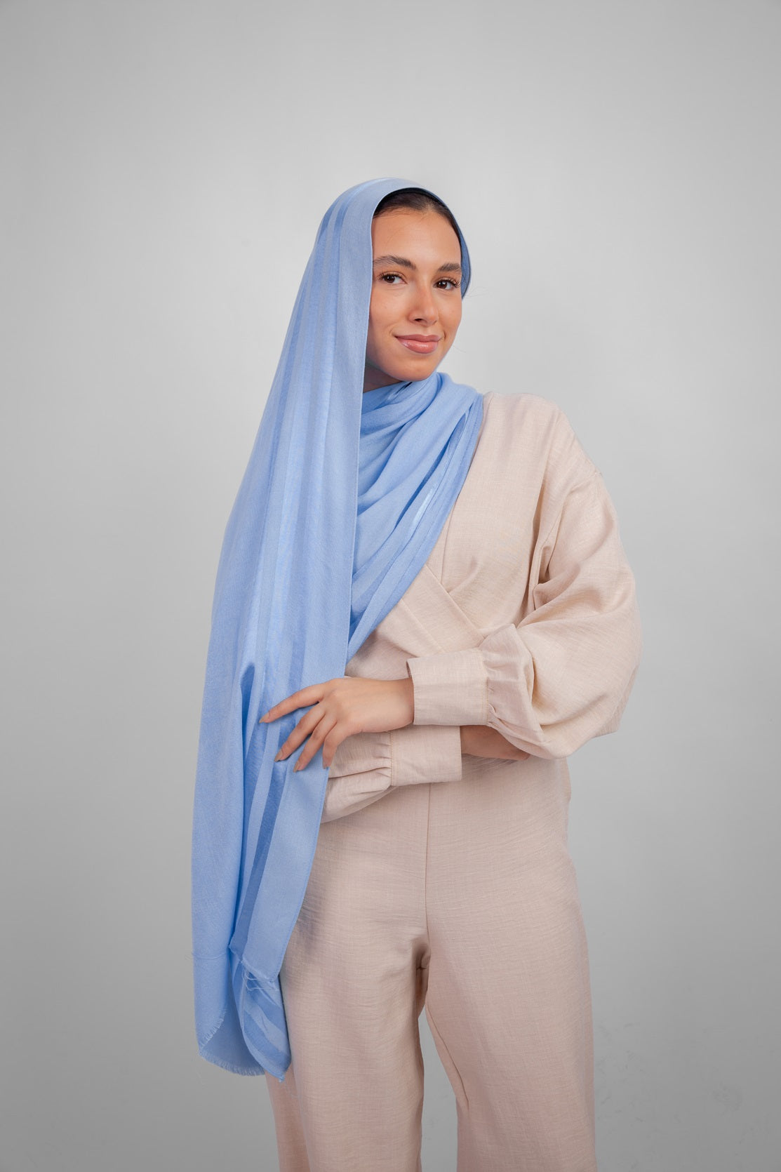 Didi Satin Line Hijab - Baby Blue