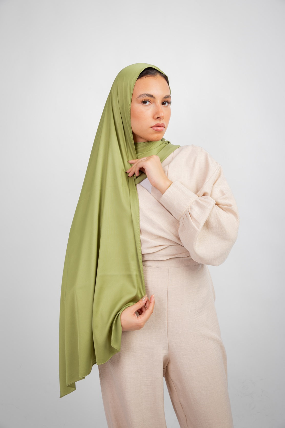 Lily Satin Hijab - Lime