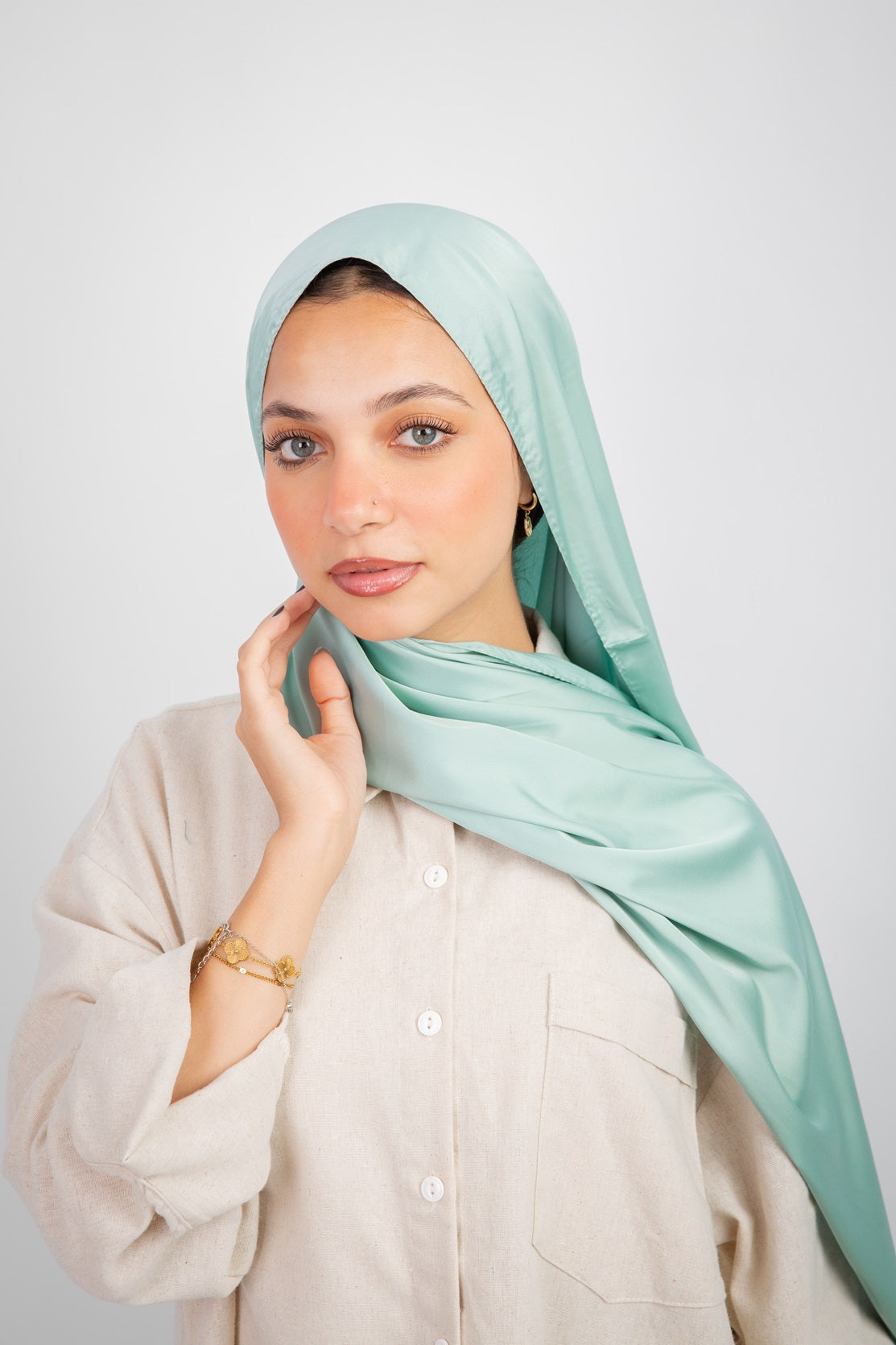 Lily Satin Hijab - Sea Foam