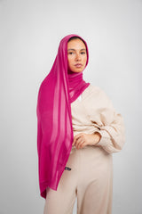 Didi Satin Line Hijab - Hot Pink