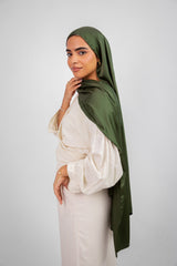 Lily Satin Hijab - Olive